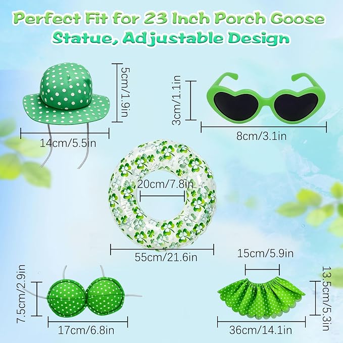 Porch Goose Summer Outfit,Hsummer Porch Goose Outfit,Porch Goose Bikini,Summer Garden Lawn Patio Yard Outdoor Decor (Green)