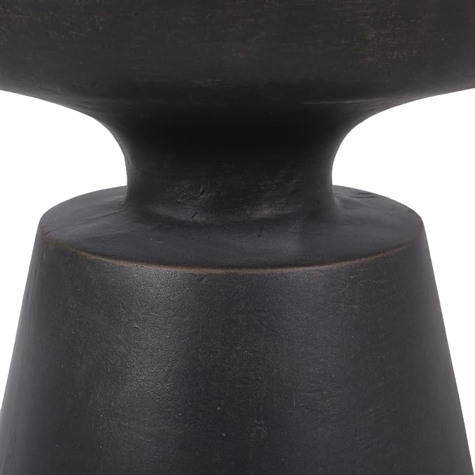 Penau Outdoor Lightweight Concrete Side Table, Modern Round Pedestal Accent Table, No Assembly, 17.75 x 17.75 x 20.50 Inchs, Copper Finish (Indoor Outdoor)