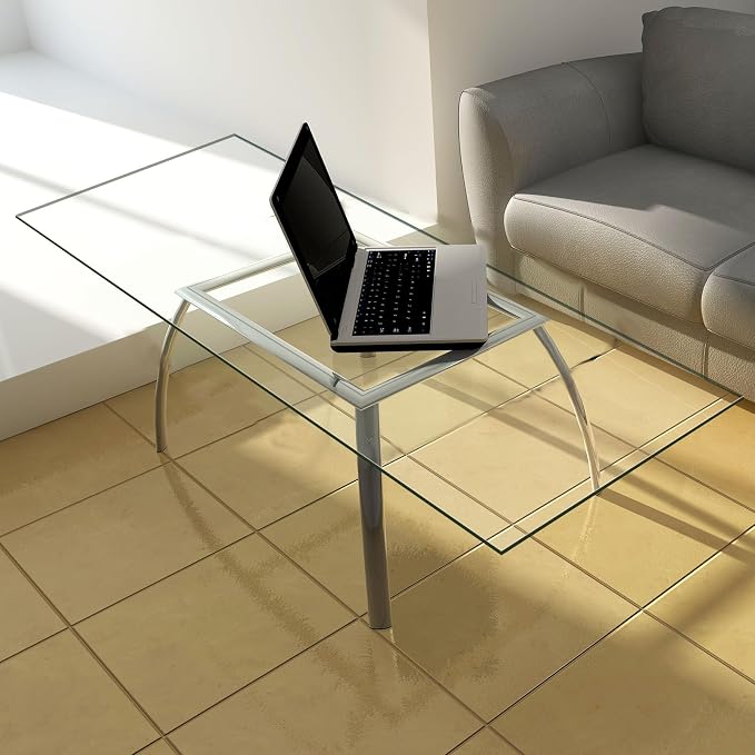 Landical 16" x 24" Rectangle Clear Tempered Glass Table Top 3/8" Thick Eased Corners Clear Tempered Top Patio Table Replacement with 10 Anti Slip Pads for Kitchen Coffee Dining Table