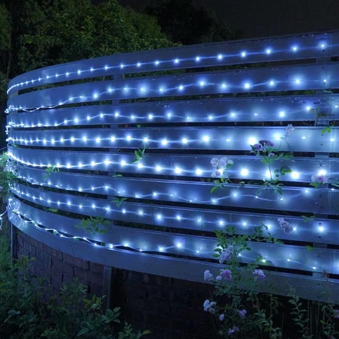 QITONG Solar Rope Lights Outdoor Waterproof, 66ft 200 LED String Lights, 8 Modes Fairy Lights in Clear Thin Tube (White)