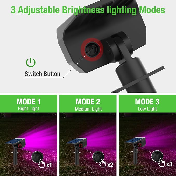 nipify 4 Pack Solar Spot Lights Outdoor, Solar Powered Waterproof Spotlight, Landscape Lighting for Outside Yard Garden Pathway,Purple