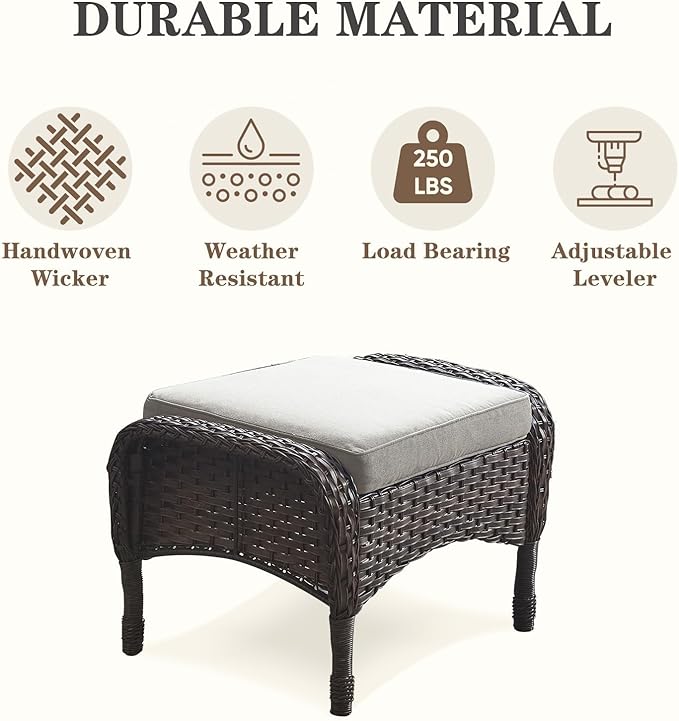 Belord 6 Piece Patio Conversation Sets - Wicker Patio Furniture Sets with Outdoor Swivel Rocker Chairs Outdoor Couch Perfect for Deck Patio Backyard, Brown Wicker Grey Cushion