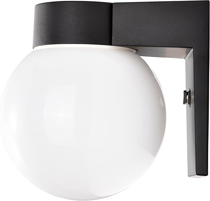 Nuvo Lighting SF77/137 Utility Fixture Die Cast Aluminum Durable Outdoor Wall Mount Porch and Patio Light with White Glass Cylinder, Black