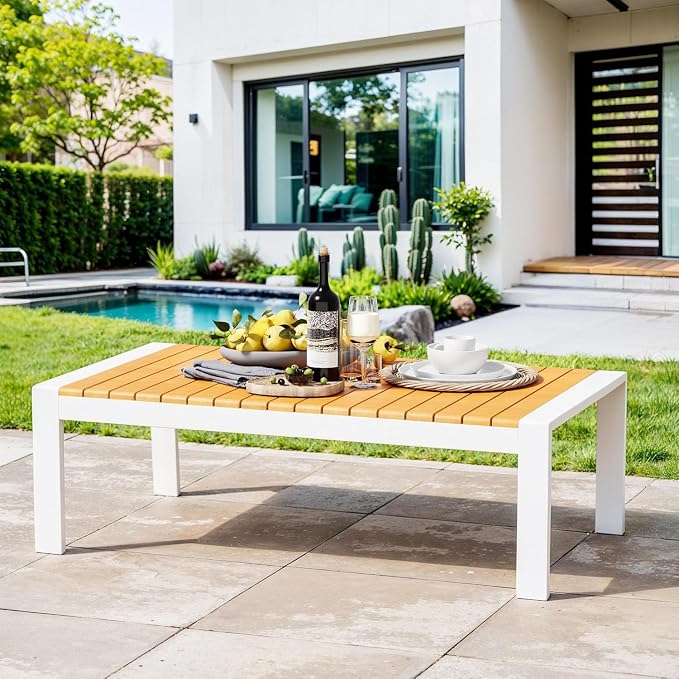 Aluminum Outdoor Patio Coffee Table for Deck and Poolside