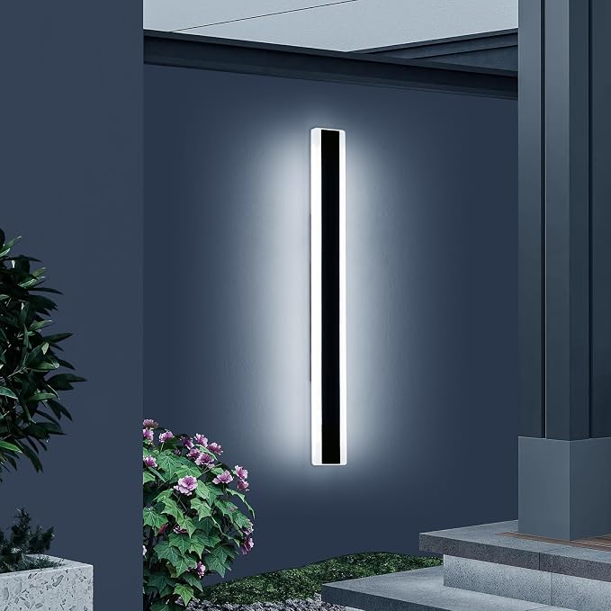 39.3inch Modern Outdoor Wall Light, Black Outside LED Long Wall Sconce, 6000K Cold White, 36W, IP65 Waterproof, Wall Mount Linear Exterior Lighting Fixture for House, Garage, Porch, Garden