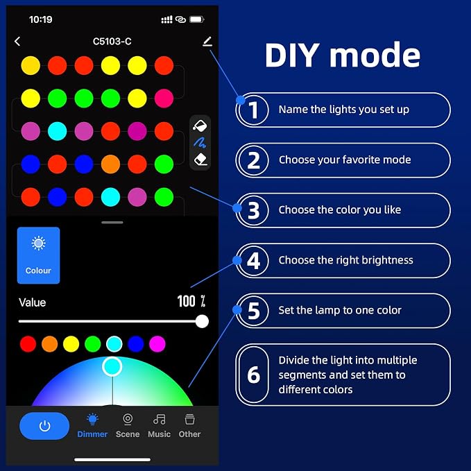 Permanent Outdoor Lights, 50ft Smart RGB Outdoor Light, 36 LED Eaves Lights with 54 Scene Mode, IP67 Waterproof for Halloween, Christmas, New Year, Holidays, Daily Lighting, APP Voice Remote Control