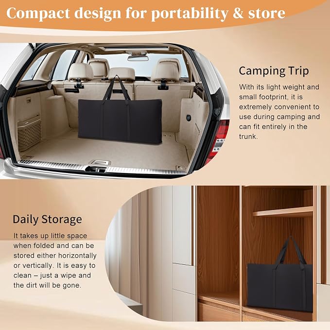Portable Outdoor Bar Table - Folding Camping Table 2-Tier Shelves with Carrying Case, Storage Shelf & Black Skirt, Tradeshow Podium Table for Events, Camping, Party, Picnic, Exhibition - Black