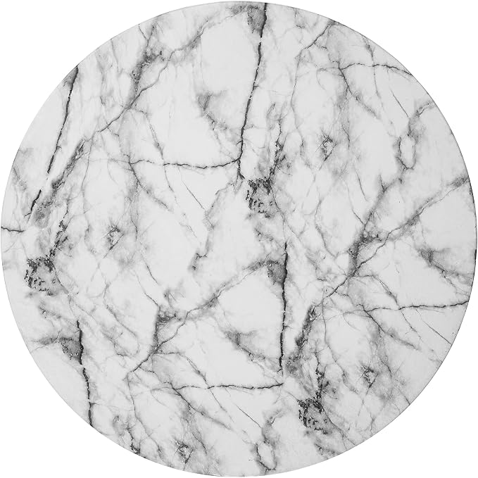 Glitzhome Indoor Outdoor Side Table 21" H, Modern MGO Faux Marble Side Table Round End Table, Decorative Accent Stool for Garden Outdoor Patio Living Room Bedroom Home Decor