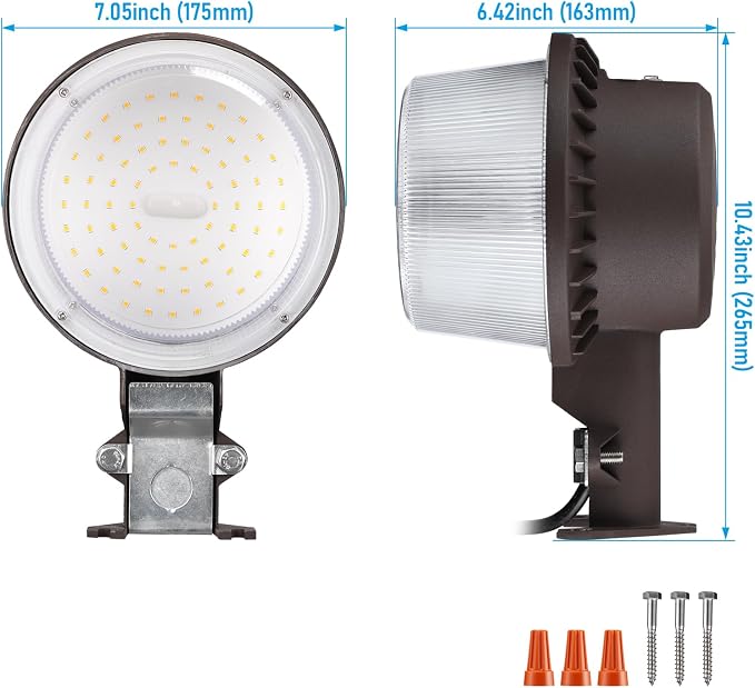 TORCHSTAR LED Barn Light Dusk to Dawn Area Lights Aluminum 3000K Bronze | Outdoor Security Flood Lighting with Photocell, ETL & FCC Listed, IP65 Waterproof, 110-277V, Garage, Yard