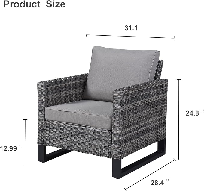 HUMMUH 5 Piece Patio Furniture Set,PE Wicker Patio Swivel Rocker Chairs Outdoor Chairs Set of 2 with Side Table for Porch,Garden,Backyard