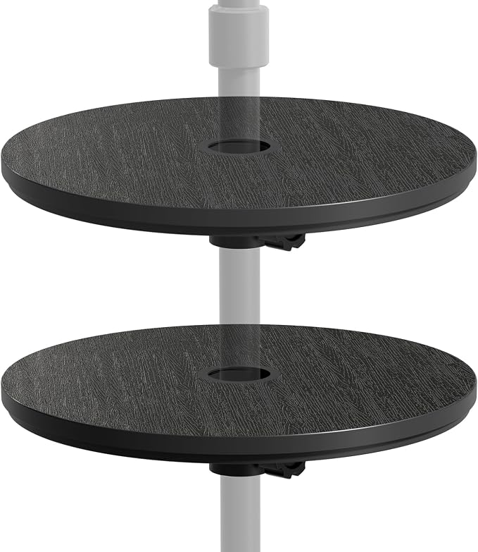 Umbrella Table, Umbrella Side Table, Patio Umbrella Table Tray with Hole, Beach Umbrella Base Table, Outdoor Table with Umbrella Hole for Garden, Balcony, Deck, Poolside, Black