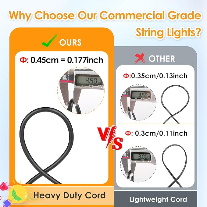 Mlambert Multicolor 144FT(3x48FT) LED Patio String Light with Remote, Black | Plug in, 8 Lighting Modes, 45+6 S14 RGB Edison Bulbs, Dimmable, Shatterproof, Waterproof, Connectable, for Bistro Balcony