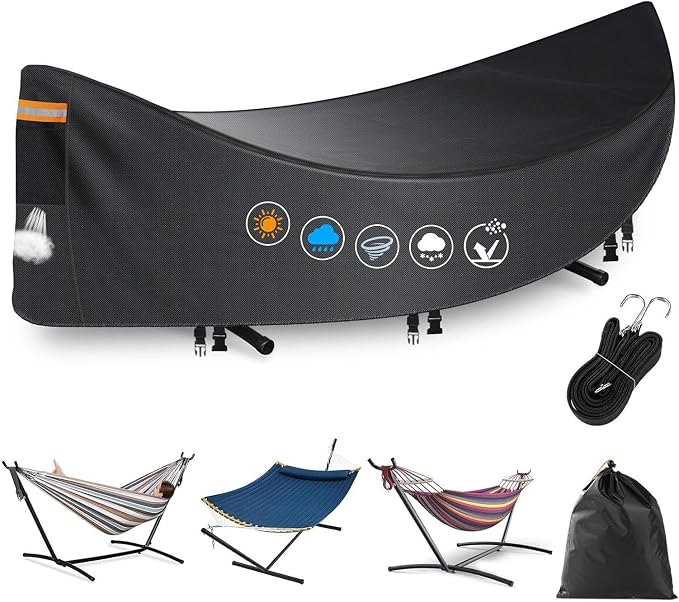 Hammock Cover - Waterproof Hammock Protector, Heavy Duty Water-Resistant Dustproof Protective Cover for Camping Hammocks and Outdoor Gear Protection, Weather Shield for Hiking, Biking, Cycling