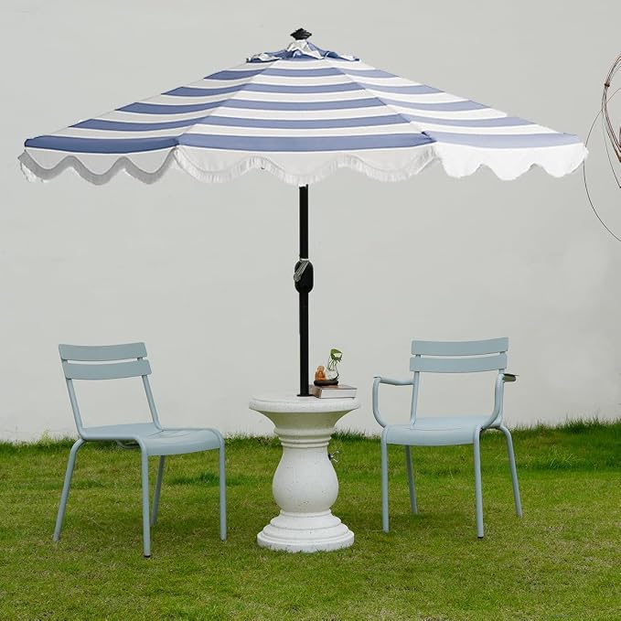 Patio Umbrella Side Table, Heavy Duty Outdoor Umbrella Stand, Umbrella Holder for Garden Backyard Lawn Poolside Deck, White