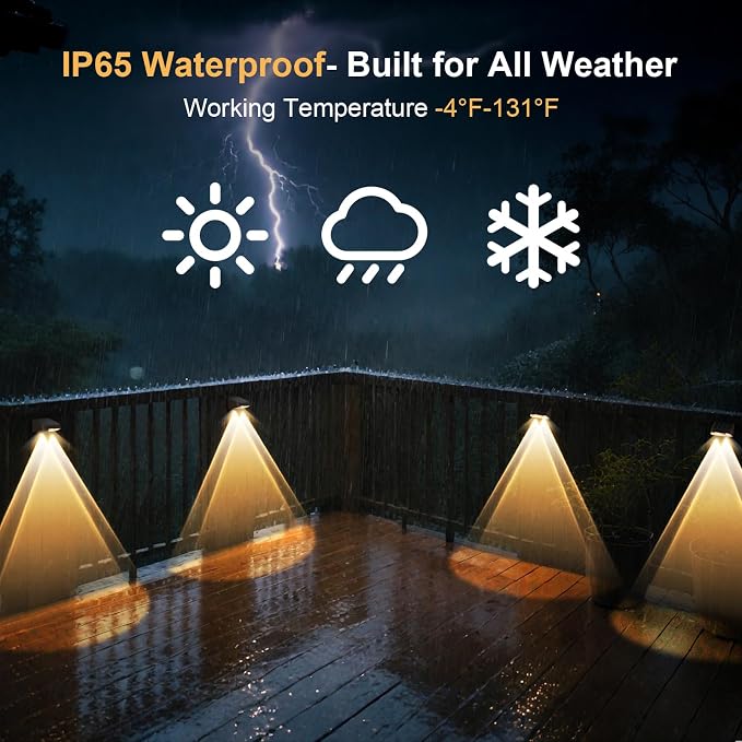 Super Long Lasting Solar Fence Lights Outdoor,Deck Lights Waterproof,Perfect for Winter and Rainy Days,Dusk to Dawn High Brightness Solar Lighting for Wall,Stair,Yard,Patio,Backyard(18 Pack,Brown)