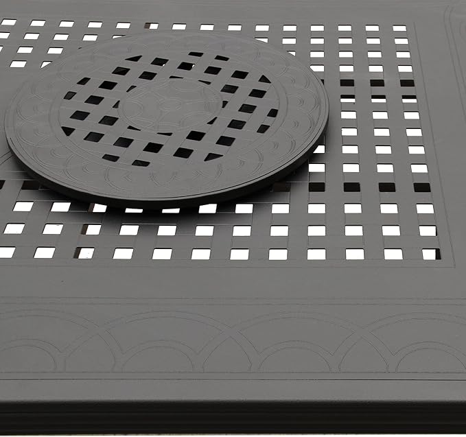 Oakland Living Modern Outdoor Mesh Aluminum Black 84-in Rectangle Large Patio Dining Table with Two Lazy Susans