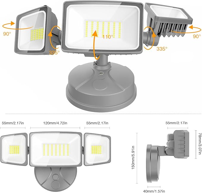 Onforu 75W LED Security Light, 7000LM Brightness Outdoor Flood Light Fixture Switch Controlled, IP65 Waterproof, 6500K White Wall Mount Exterior Security Floodlight for Eave, Yard, Garage, Porch
