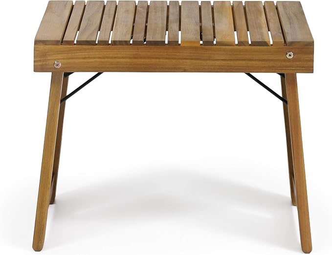 Christopher Knight Home Hilton Outdoor Acacia Wood Folding Side Table, Teak Finish