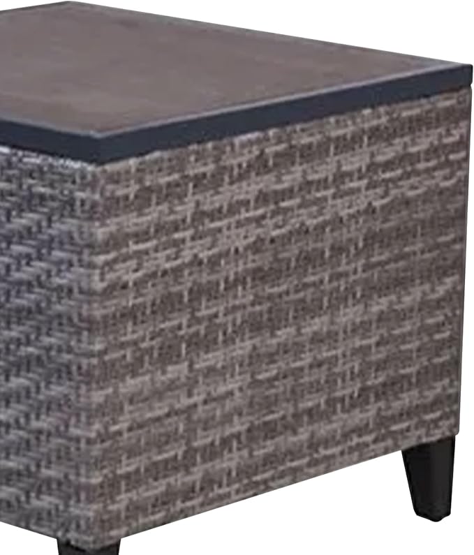 Four Seasons Courtyard Serronova Outdoor Aluminum Side Table All Weather Furniture Piece with Faux Wood Tabletop for Backyard Patios and Porches, Gray
