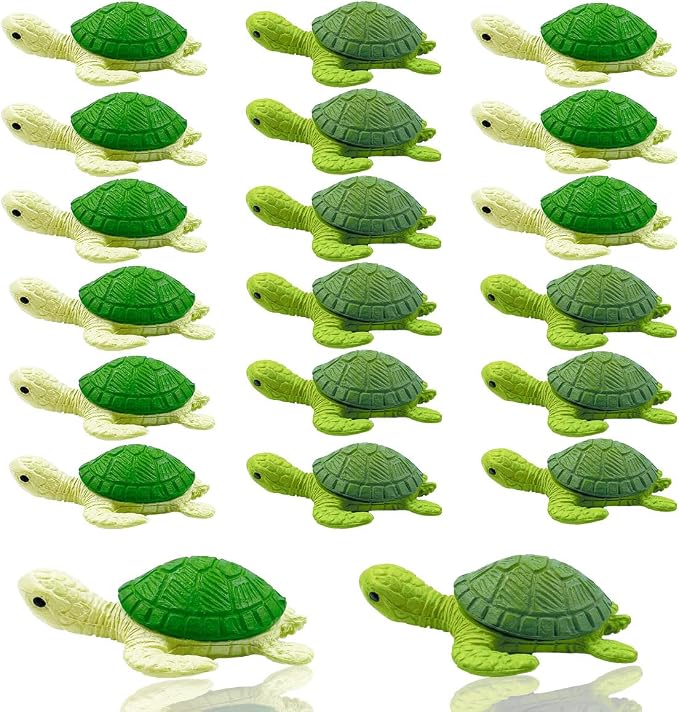 Suartus Mini Green Turtle - 20Pcs Resin Miniature Sea Turtle Figurines Tortoise Turtles Miniature Figurines Ocean Animals Statue for Fairy Garden Micro Landscape Decor Ornament