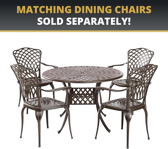 41-Inch Outdoor Dining Table, Cast Aluminum Patio Furniture, Round Table,Outdoor All-Weather Cast Aluminum Dining Furniture,Patio Furniture Patio Furniture Outdoor Table