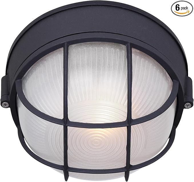 Canarm IOL17BK The Outdoor 1-Bulb Flush Mount Exterior Light with Frosted Glass Globe, Black (Pack of 6)