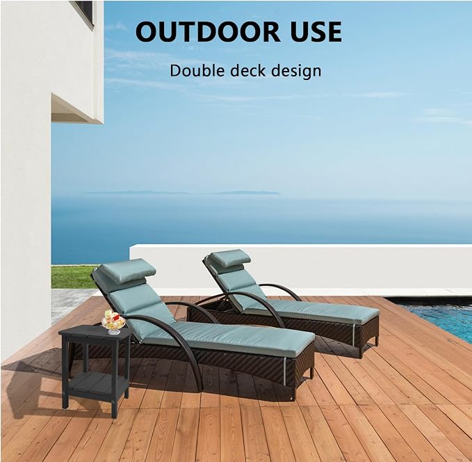 Lil Ray Adirondack Outdoor Side Table Small Patio End Tables for Outside Outdoor Patio Side Table (Black)