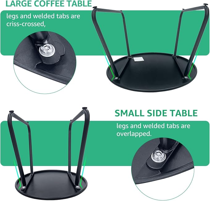 Meluvici Patio Outdoor Coffee Table Set of 2, Weather Resistant Steel Round End Tables, Outdoor Nesting Table for Patio, Balcony, Bistro and Indoor, Black (Black)
