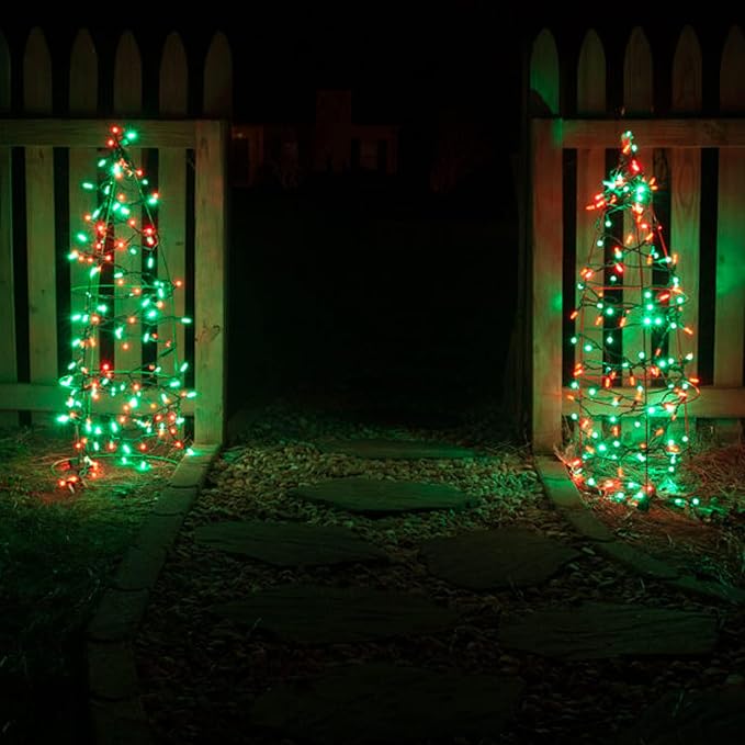 Dazzle Bright Red and Green Christmas String Lights, 300 LED 100 FT Connectable Waterproof String Lights Green Wire with 8 Modes, Xmas Vintage Decorations for Indoor Outdoor Party Yard Garden Decor