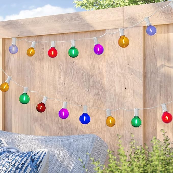 25Ft LED Outdoor String Lights, G40 Outdoor Christmas Decorations Lights Waterproof with 27 LED Globe Multicolor Bulb, Hanging Vintage Christmas Lights for Patio Roofline Backyard Garden Party Decor