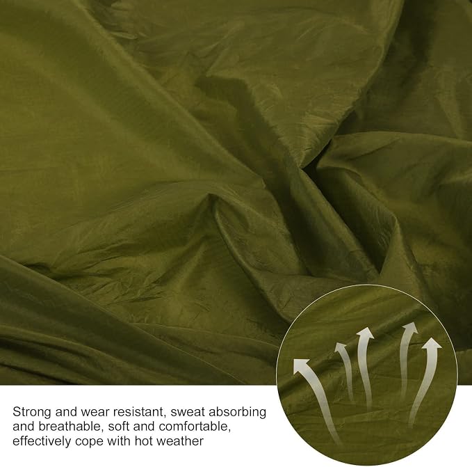 Portable Parachute Camping Hammock, Lightweight Outdoor Hammock with Aluminum Snap Hooks and Storage Bag, Compact Foldable Hammock for Hiking Travel Picnics (Army Green)
