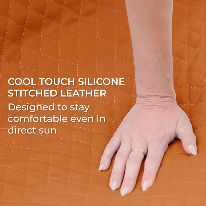 Big Joe Solvana Lounge Chair, Outdoor Weather-Resistant Cool Touch Silicone Stitched Leather, Link Chair, Honey Sand