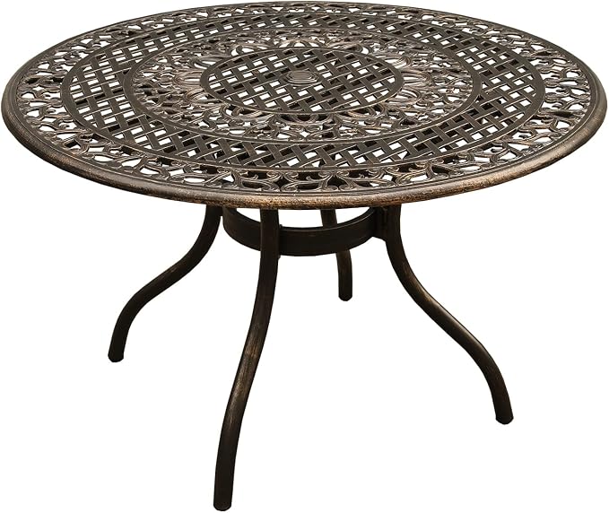 Oakland Living Ornate Outdoor Mesh Aluminum 48-in Bronze Round Patio Dining Table