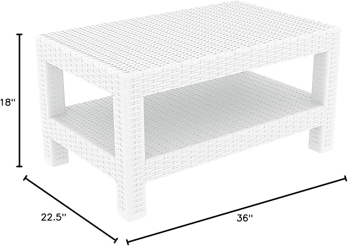 Compamia Monaco Outdoor Coffee Table in White, Commercial Grade