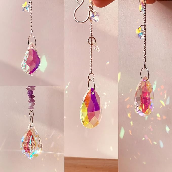 WASTROYAL 420pcs DIY Suncatcher Kit Crystal Prism for Adults Hanging Decor | Crystal Suncatcher Kit, DIY Crystal Hanging Prisms for Window/Garden, Rainbow Maker, Craft Gift for Adults with Tutorial