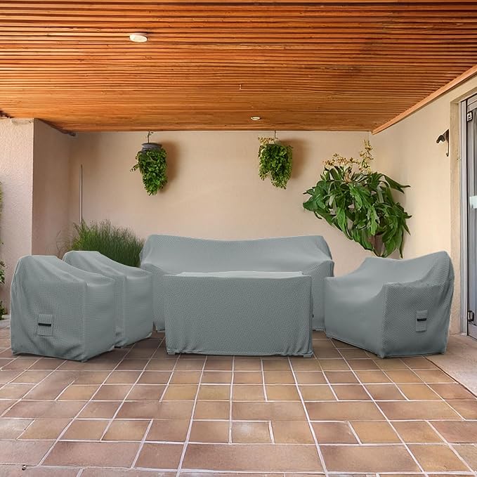 Covers & All Patio Furniture Cover, 5 Piece Outdoor Furniture Covers, Water-Repellent UV & Weather-Resistant Covers for Sofa, Loveseat, Chairs & Coffee Table