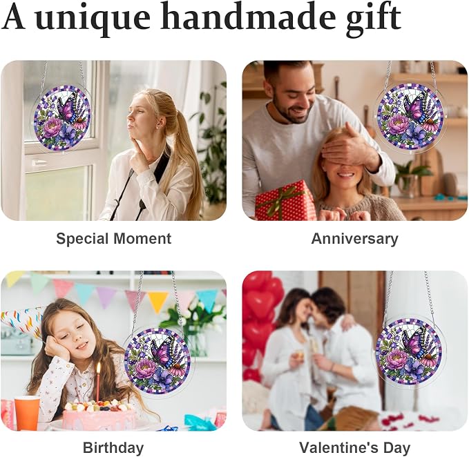 Acrylic Puzzle Suncatcher, Sun Catchers Puzzle for Window Hanging | 8.2 Inch Purple Butterfly DIY Suncatcher Puzzle for Adults, Ideal Gifts for Women, Men, Wife, Mom, Home & Garden Decor