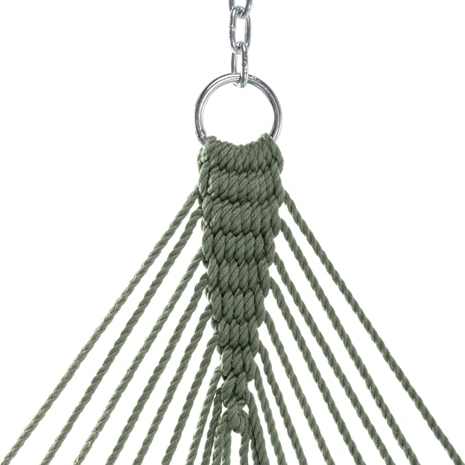 Original Pawleys Island Single Meadow DuraCord Rope Hammock – 12 ft. x 50 in., 1-Person, 450 lb Capacity, Oak Spreader Bar, Zinc-Plated Hardware, Handcrafted in The USA
