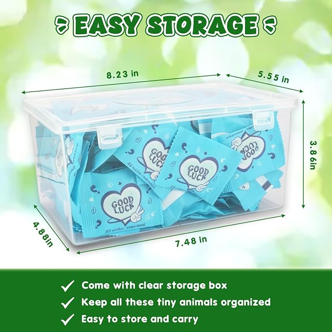 150 Pcs Mystery Bag Mini Resin Animals, Glow in The Dark Blind Bags with Storage Box, Forest Variety Pack, Miniature for DIY Crafts, Micro Landscape Fairy Garden Decor, Party Favors, Gifts (Animals)