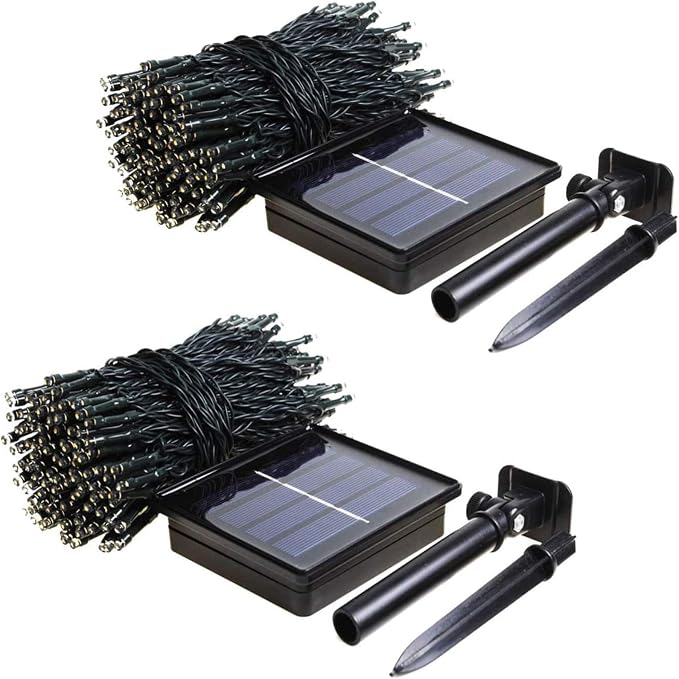 Solar Christmas Lights Outdoor 2 Pack 480 LED Solar Halloween Lights Green | 170FT, 8 Lighting Modes, Memory Function, Auto On/Off, Waterproof Twinkle Lights for Outside Xmas Tree Halloween Party Decor