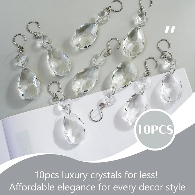 10 Pcs 3 Inch Clear Crystal Bauhinia Prisms Chandelier Decor | Clear Crystal Bauhinia Prisms Pendants Chandelier Replacement Beads Suncatcher Hanging for Window Wedding DIY Craft Decor