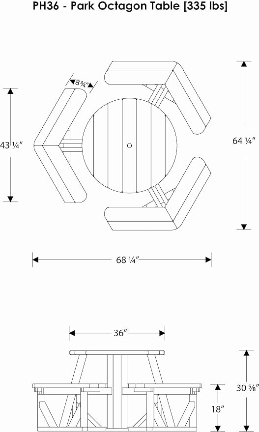 POLYWOOD PH36SA Park 36" Round Picnic Table, Sand