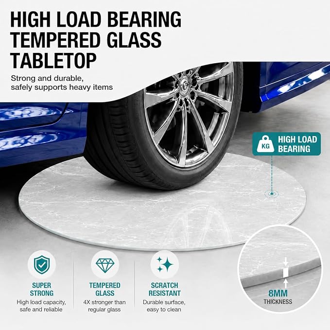 32" Round Tempered Glass Table Top, 5/16" (8mm) Thick, Marble Pattern, Heavy-Duty, Heat & Scratch Resistant for Coffee, Dining & Patio Tables, Gray