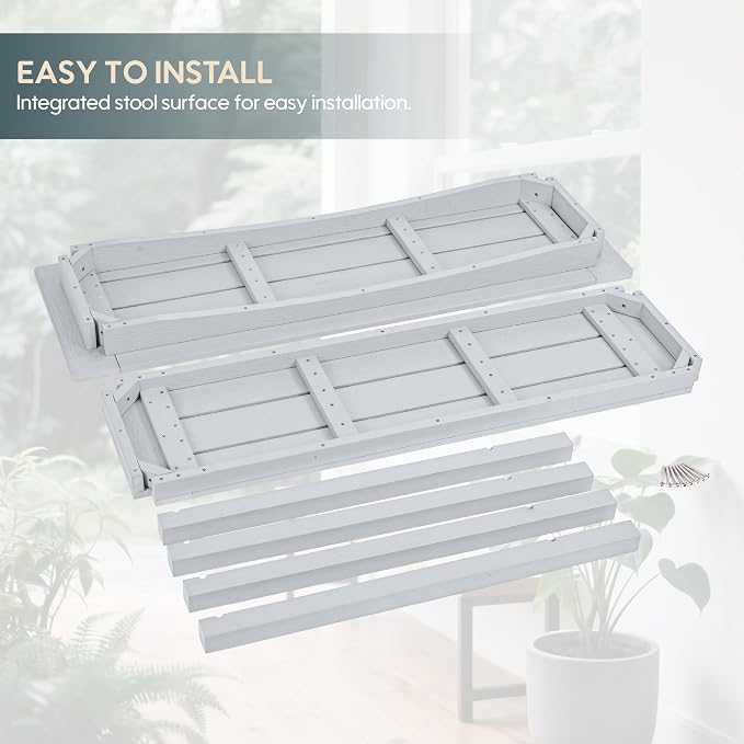 Weatherproof HIPS Outdoor Console Table, 48'' 2-Shelf Side Table Indoor/Outdoor Use, Multifunctional Buffet Table Bar Storage Organizer for Entryway, Patio, Outside Plant Stand Table, White