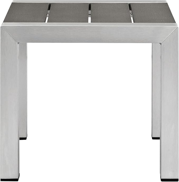 Modway Shore 3-Piece Aluminum Outdoor Patio Furniture Set in Silver Gray, Seating For Two