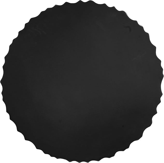 Black Coffee Table with Wavy Fluted Cylindrical Side, Modern Round MGO Magnesium Oxide Center Accent Table Assembly-Free for Living Room Patio Garden Balcony Outdoor 26.77" x 14.76"