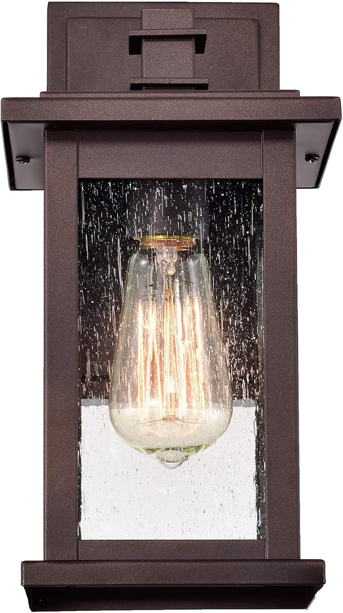 MICSIU Oil Rubbed Bronze Transitional 12 Inch Outdoor Wall Light 2 Pack | No Assembly Required, 100W Max Exterior Porch Sconce Light for Front Door, Garage, Patio, Yard, Deck