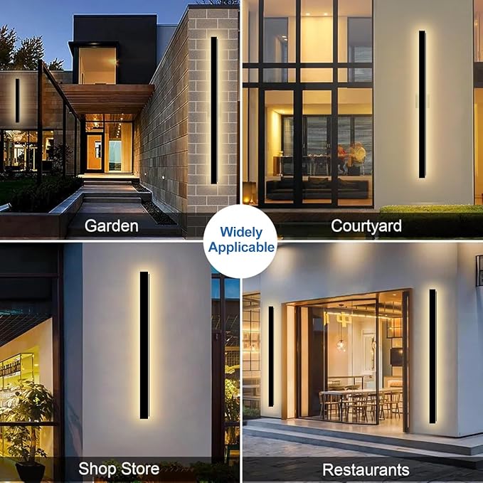 Modern Outdoor Wall Lights, 2 Pack 71 Inch Long Exterior Wall Sconce | LED 3000K Wall Mount Lighting Fixture with Junction Box IP65 Waterproof Outside Light Fixtures for House Garage Front Door