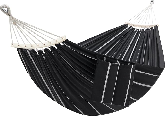 GAFETE Double Hammock for Outside with Tree Straps, Replacement for Stand(Darkness Black, Medium)