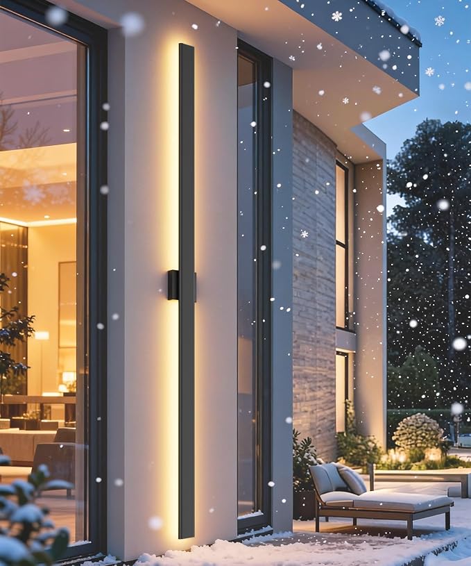Aipsun 2 Packs 71in Outdoor Wall Sconce, 3000K 4000K 6000K Modern Black Exterior Light, Long LED Linear Wall Light Outside Lighting for Entrance, Hallway, Garage, Porch(3CCT)